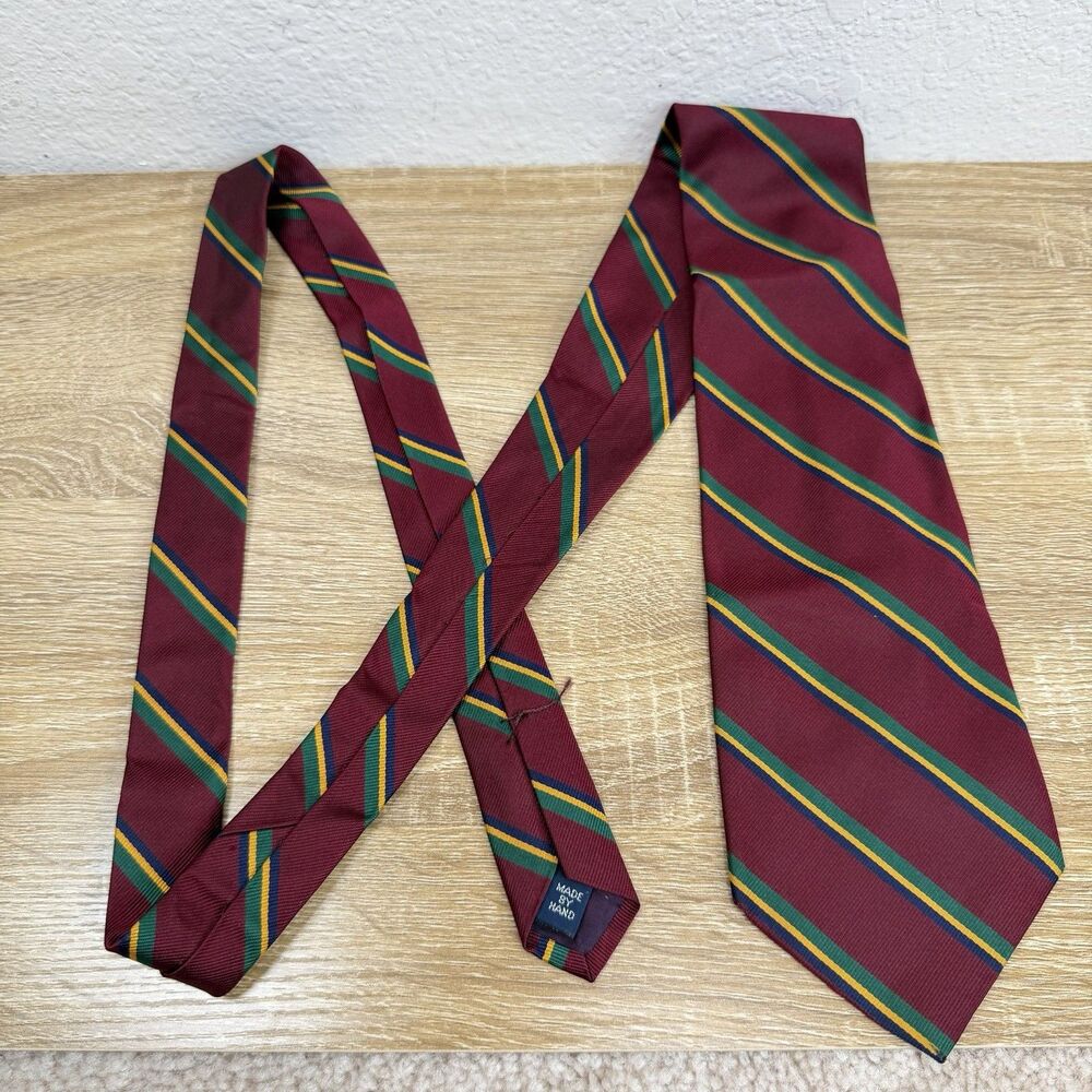 Polo Ralph Lauren Dark Red Repp Stripe Silk Tie Handmade USA Made 57" L | 4" W - Picture 8 of 16